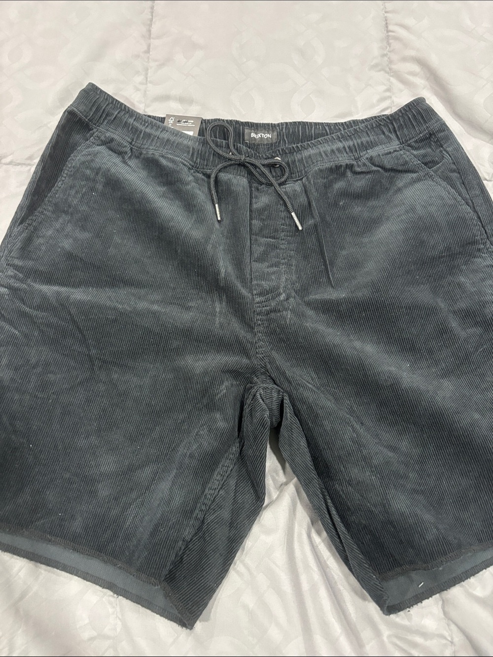 Brixton Men's Dark Gray Corduroy Flat Front Shorts
